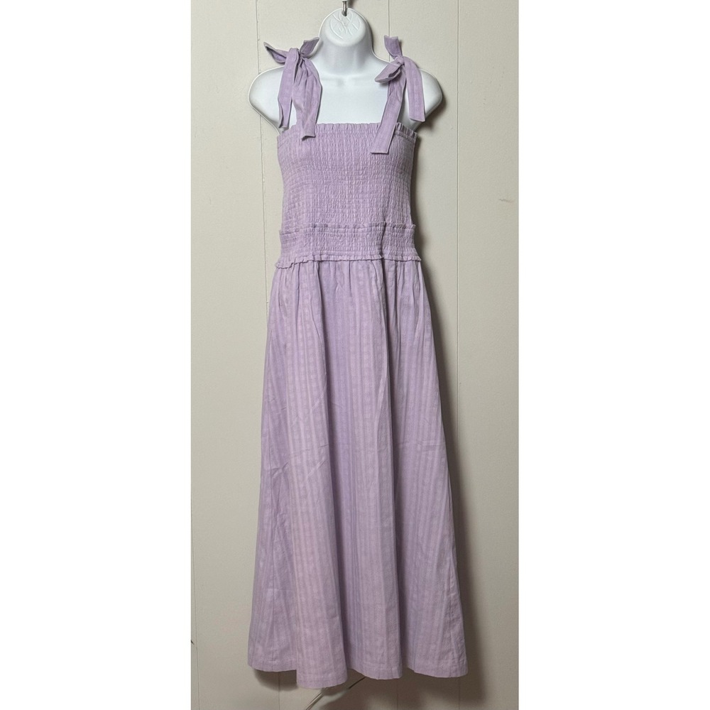 Lost + Wander Women's Lavender Purple Smocked Tie Shoulder Maxi Dress Sz Medium